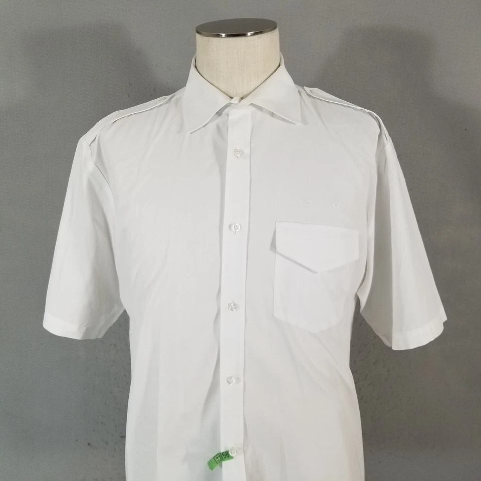 Camisa Uniforme Cintas Para Hombre Grande Blanca Manga Corta Aviador Policía Navegante Foto 2 de 4