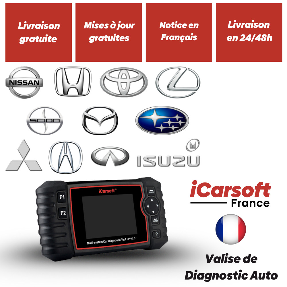 Outil Diagnostic Auto iCarsoft JP V2.0 Scanner OBD2 en Français pour Entretien Voiture Japonaise