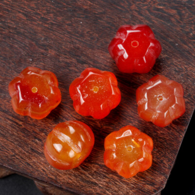 20pcs Natural Red Agate Stone Carving Pumpkin Beads DIY Pendant Necklace