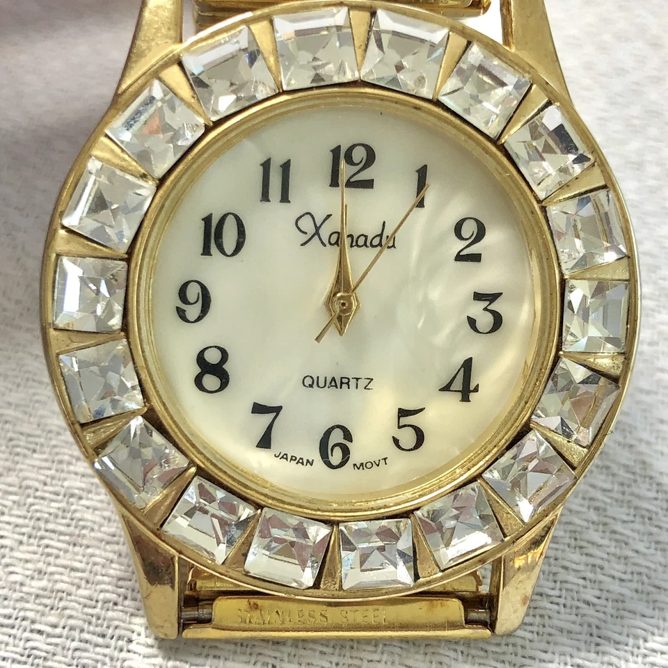 RELOJ XANADU VINTAGE DAMAS TONO DORADO CUARZO MADREPERLA CARA PEDRERÍA Foto 3 de 4