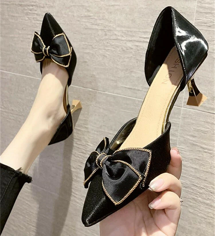 Women All-match Wedding High Heel Shoes Pointed Toe Solid Color Women  Leather Pumps Red Bottom Women Super High Heels