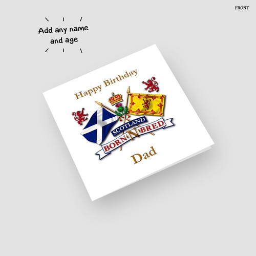Tarjeta de cumpleaños personalizada hecha a mano nacida en Escocia - papá, padre, esposo - Imagen 2 de 6