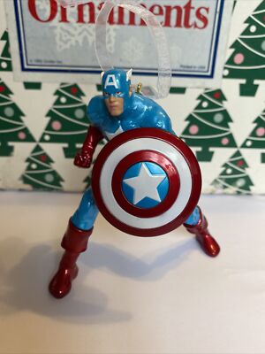 Captain America Metall Marvel Comics Weihnachten Punze Andenken Ornament Neu im Karton