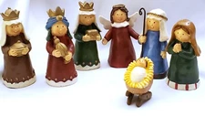 Young's Inc NATIVITY SET 7 figurines Mary Joseph Jesus Wise Men rustic farmhouse