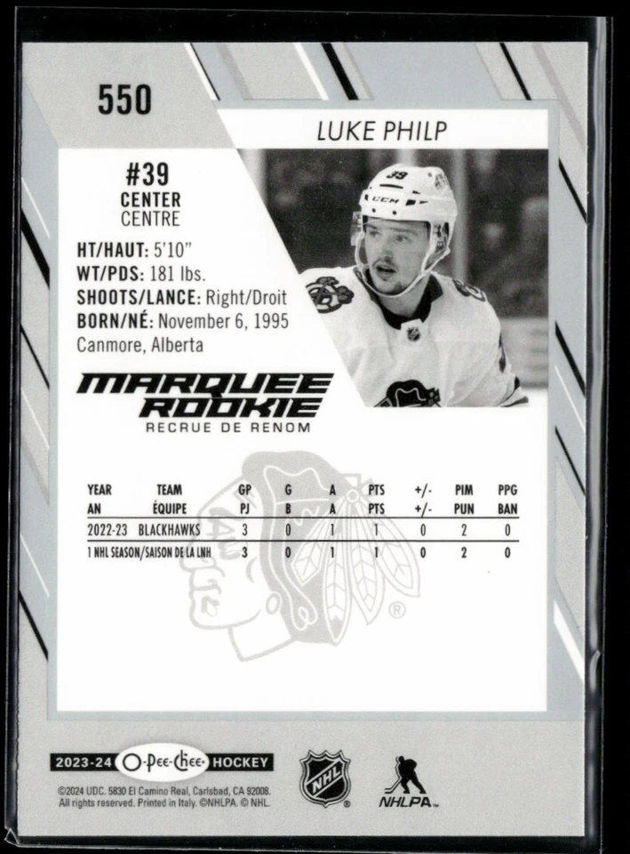 2023-24 O-Pee-Chee Luke Philp RC #550 - Image 2 of 2