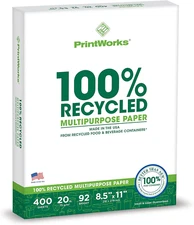 100% Recycled Printer Paper 8.5" X 11" White - 20 Lb Copy & Multipurpose Compute