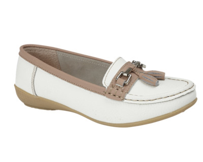 Jo & Joe Damenschuhe Leder Meer Damen Leder Brogue Loafer flach WEITE PASSFORM EE