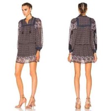 ULLA JOHNSON SILK Reema Mini Dress Blue 0