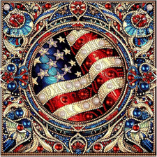 Diamond Art Painting Kits for Adults, 5D American Flag Special Shape Diamond Art