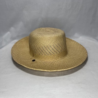 Open Crown Cowboy Hat Vintage SF Green Straw Natural Tan Woven Lightweight open crown hat products for sale | eBay main image 3