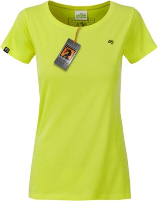 JAN 8007 Damen Bio Baumwolle Basic Girlie T-Shirt Acid Gelb Grün COMPANIEER F ..