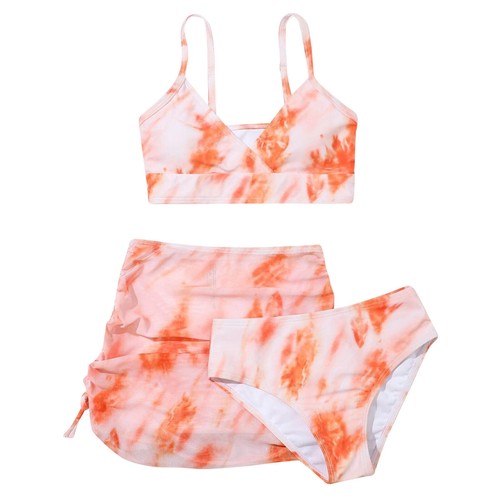 Girls Bathing Suit Tie Dye Swimsuit Colorful Bikini Top Swimwear Summer Outfits - Picture 20 of 40