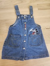 Vtg Mickey And Co Mickey mouse Embroidered denim overall dress, size Girls 7/8