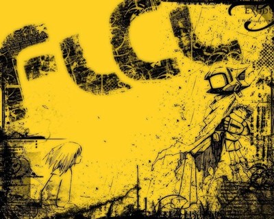 Anime flcl yellow background Custom Gaming Mat Desk