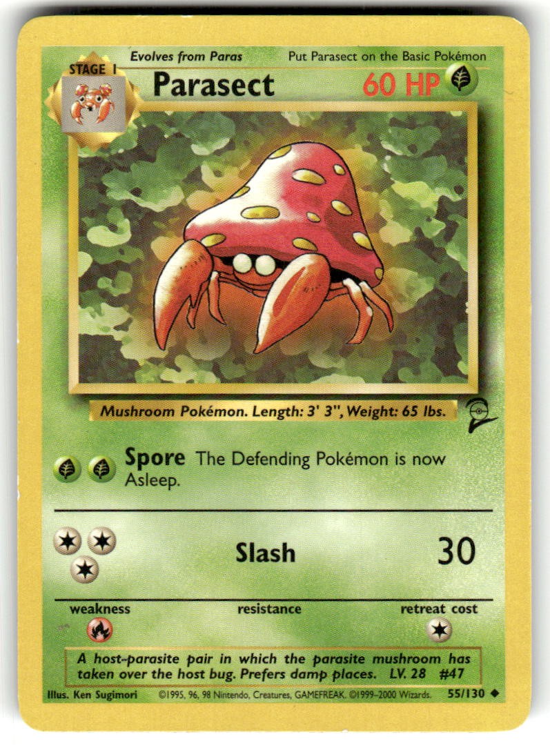 Parasect 55/130 Uncommon Base Set 2 Pokemon Near Mint