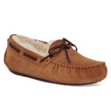 UGG Dakota Slipper Moccasin Chestnut Brown Suede Size 5 Shearling Lining NEW