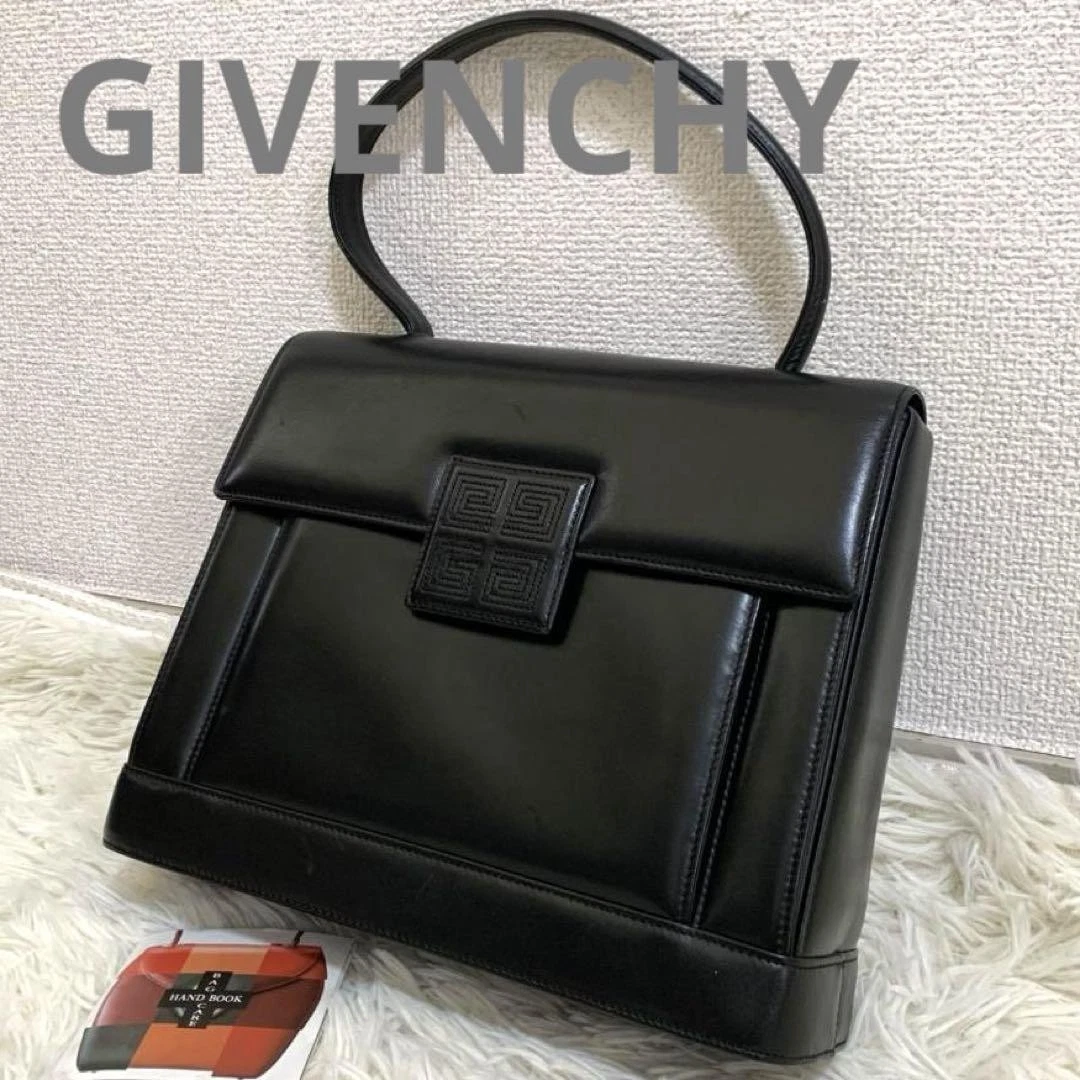 Givenchy Borsa a mano in pelle formale a forma di scatola con logo in rilievo 4G nera autentica