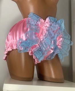 Wet Look Glossy DOUBLE Sissy Satin Full Cut Frilly Mens Panties Candy