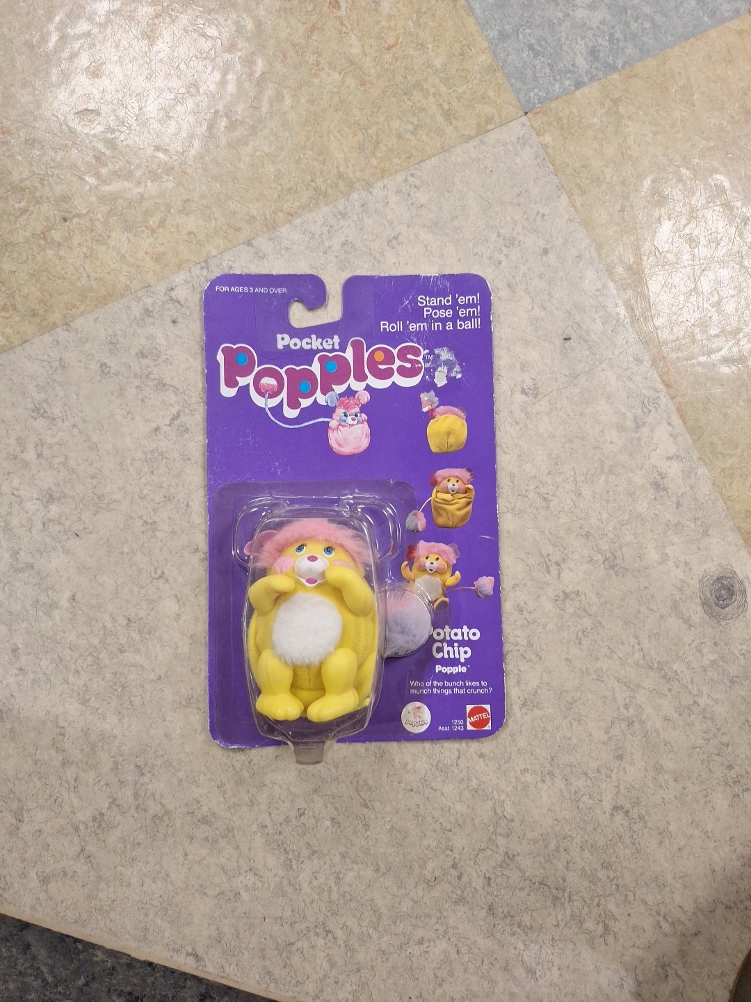 De colección 1985 Pocket Popples PATATO CHIP Mattel Sin usar, en caja nuevo en tarjeta RARO sellado