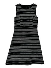 Ann Taylor Black White Geometric Print Sleeveless Round Neck Dress Women's 0