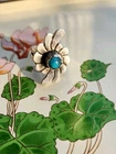Vintage Flower Turqouise Mexico Silver Ring