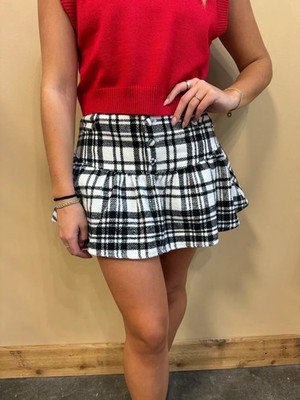 Day + Moon, Plaid Ruffle Skort, Medium