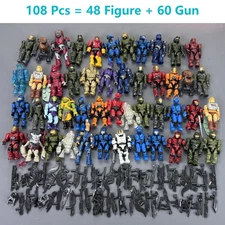 LOT  108Pcs (48 Figure +60 Gun) HALO Mega Bloks CONSTRUX Unsc Elite SPARTAN Toys