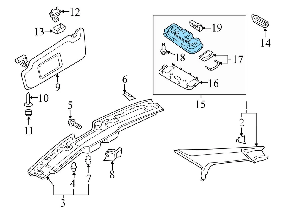 AUDI TT QUATTRO 2016-2023 - Luz de lectura cúpula delantera 8V7947135AF Foto 3 de 4