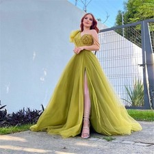 Elegant High Side Slit Sequin Glitter Evening Dress Formal Party Prom Gowns
