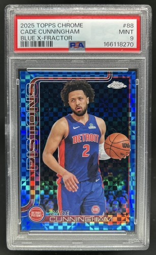 2025-26 Topps Chrome Cade Cunningham Blue X-Fractor #88 Pistons PSA 9