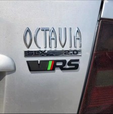 Skoda VRS Badge, High Quality Metal, 3M Pre Cut Backing Tape For Boot Lids,