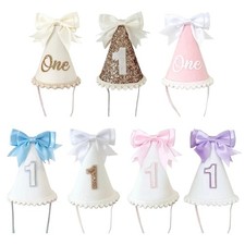 Sweet Bowknot Birthday Hat for 1 Year Celebrations Lovely Party Headwear