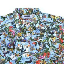 NEW - ETON Blue Floral Tropical Cotton Luxury Slim Fit Dress Shirt - 16