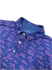 Vineyard Vines Edgartown Polo Shirt Performance Stretch AOP Printed Pink Mens M