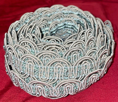 Vintage Sewing Pale Aqua Woven lace trim swag brocade braid loops PER YARD
