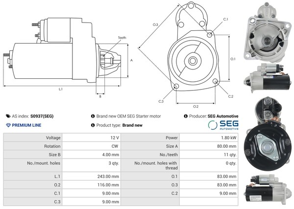 As-Pl Anlasser Starter 1.8 Kw FüR Jeep Compass 2.0 CRD 4X4 Cherokee 2.2-image
