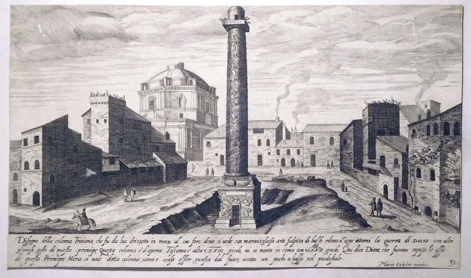 Kupferstich, Trajanssäule in Rom, Ae. Sadeler, 1606, H 182, Prag - Bild 2 von 4