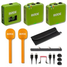Rode Wireless GO Gen 3 Wireless Mic System Green with 2x Orange Interview GO