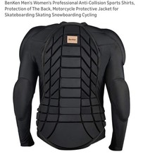 BenKen Professional Anti-Collision Cycling Jacket Black EVA Pads Back Protection