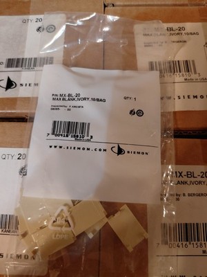 SIEMON MX-BL-04 MAX-MODULE BLANK FILLER INSERT, ivory, (10 PACK) Total 20 Bags