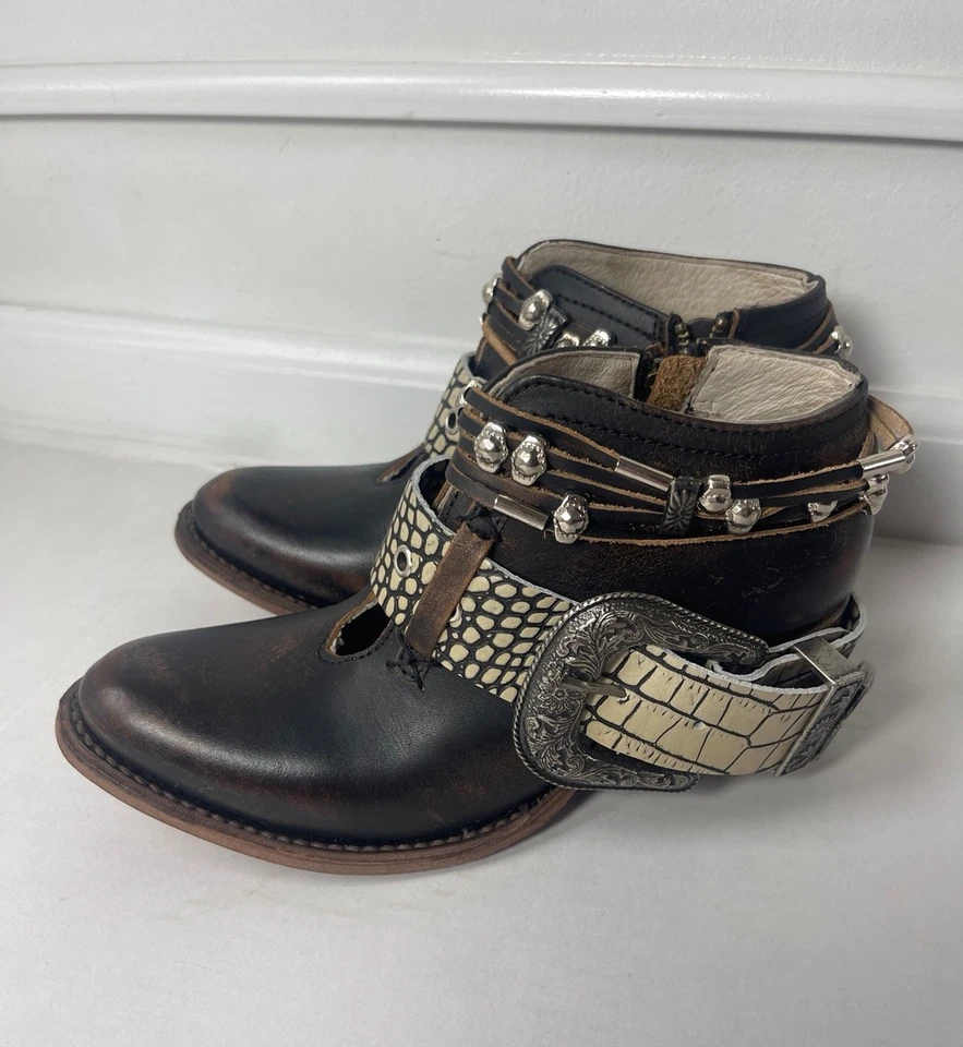 Nuevas Botas Freebird By Steven Mujer Salón Negro Serpiente Cuero Talla US 7 Foto 2 de 4