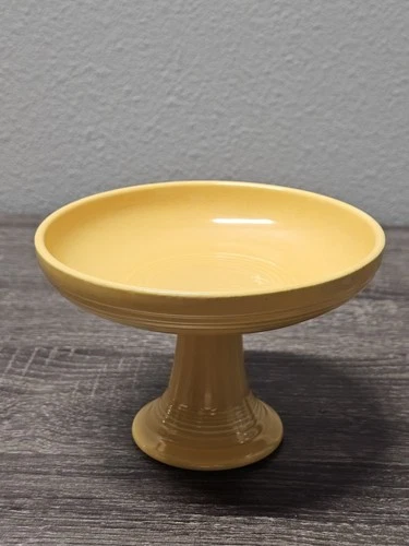 Vintage Fiestaware Sweets Comport Compote YELLOW pedestal dish 3.5” Tall Fiesta