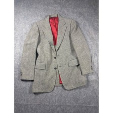 Kucharos Berkley Mens Tweed Herringbone Blazer Jacket Red Lined Dry Clean Only