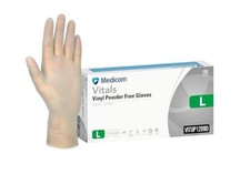 Medicom Vitals Vinyl Disposable Gloves Powder Free Clear Large 100 Pack — image 2