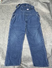 Round House Overalls Mens 54x30 Blue Denim Farmer Bibs- Nice Condition 2Z 