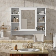 Wall Mounted Medicine Cabinet W Adjustable Shelf Soft Close Door Storage
