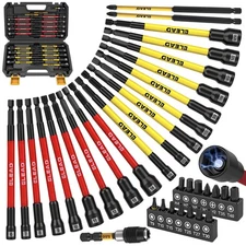 35 Pc Magnetic Nut Driver Bit Set Long Impact Drill Metric SAE Screwdriver