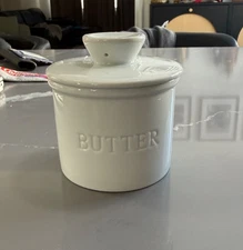 Vintage white ceramic butter bell