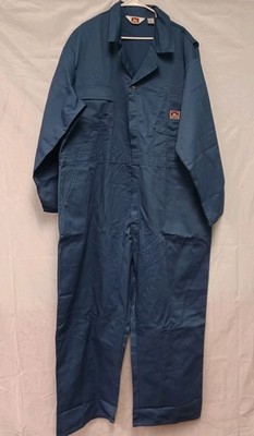 Ben Davis Men Coveralls 3xl Blue Workwear Logo Pockets Collar READ Description