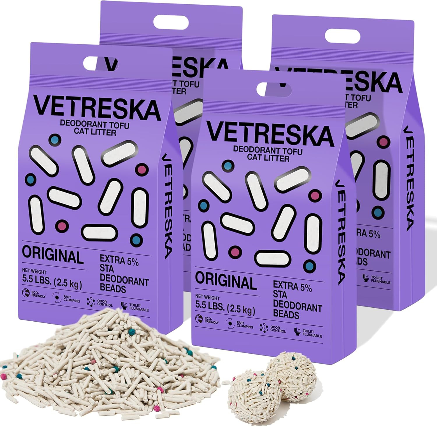 Tofu Cat Litter, Natural Kitty Litter Strong Clumping Flusha